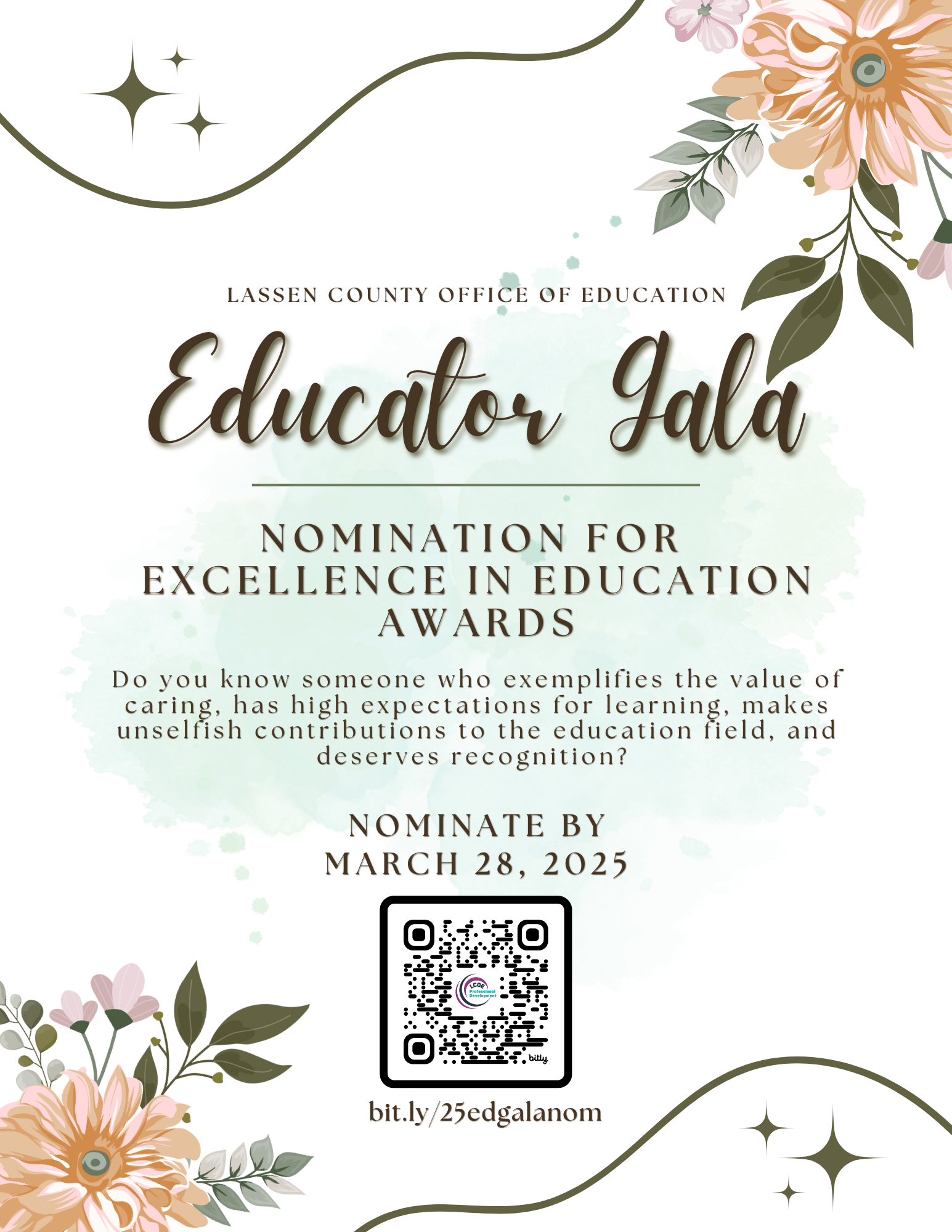 Educator Gala - Nomination for Excellence in Education awards. Make your nominations by March 28, 2025.